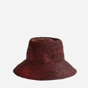Madewell Burgundy raffia Lantern hat size s/m